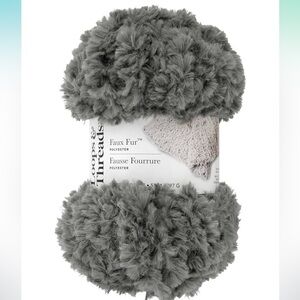 4 Faux Fur Yarn by Loops & Threads Gray Fluffy Yarn Bundle